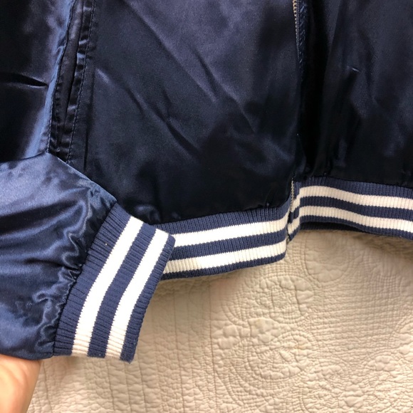 Romeo & Juliet Couture Navy Bomber Jacket Large - Picture 3 of 8